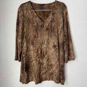 Vintage INC International Concepts Top Brown Fairy Grunge Sequins Whimsigoth